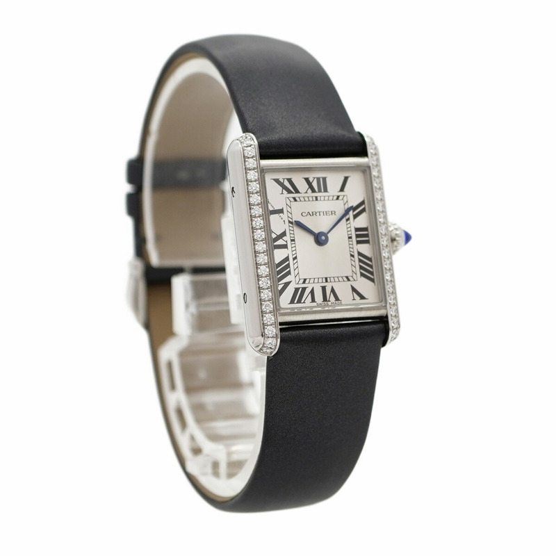 卡地亞 Tank Must SM 鑲鑽錶圈 W4TA0031 銀色錶盤女錶-3