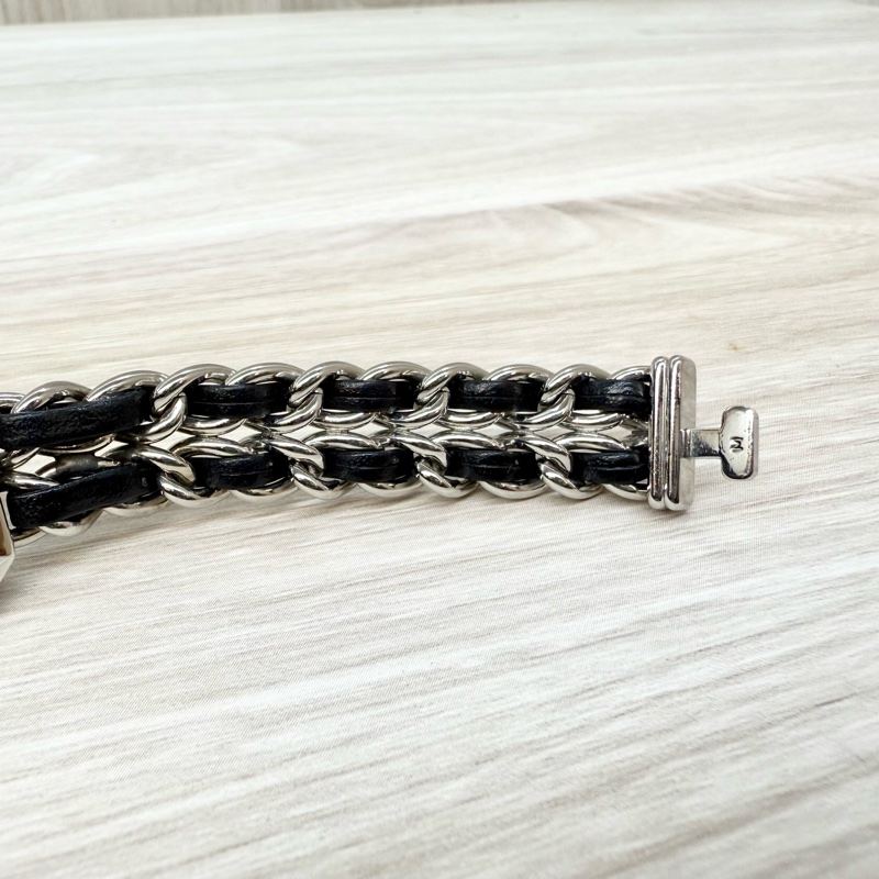 Chanel黑銀M號Premiere皮穿鏈首映錶-7