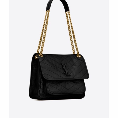 Saint Laurent 女士 NIKI褶皺復古皮革中號鏈條包均碼碼中號、28cm*8.5cm*20cm