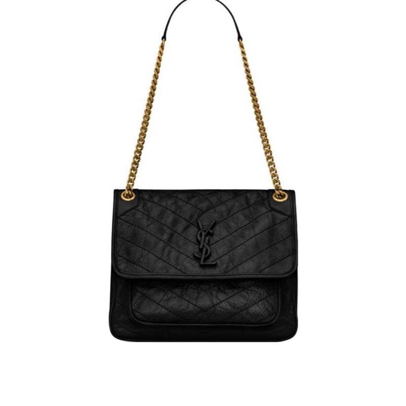 Saint Laurent 女士 NIKI褶皺復古皮革中號鏈條包均碼碼中號、28cm*8.5cm*20cm-1