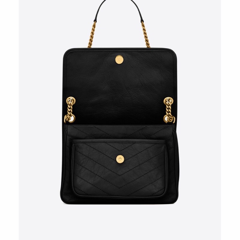 Saint Laurent 女士 NIKI褶皺復古皮革中號鏈條包均碼碼中號、28cm*8.5cm*20cm-3