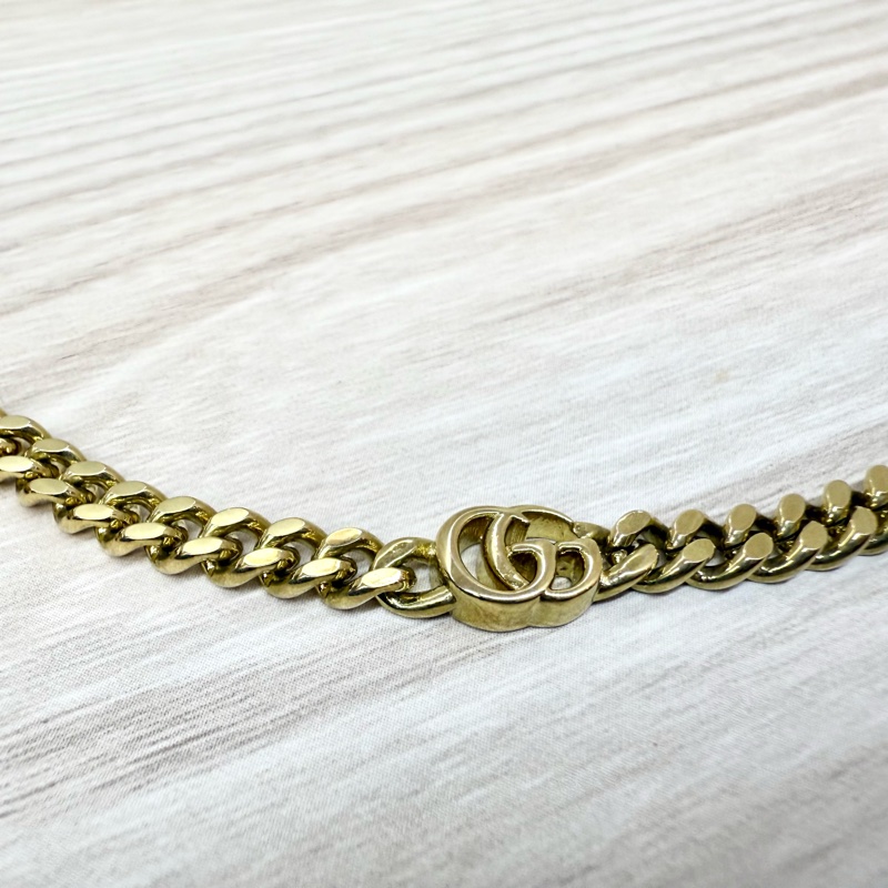 GUCCI 金色珍珠花瓣造型GG鏈互扣式手鍊-5