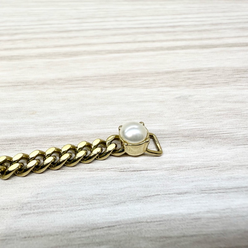 GUCCI 金色珍珠花瓣造型GG鏈互扣式手鍊-7