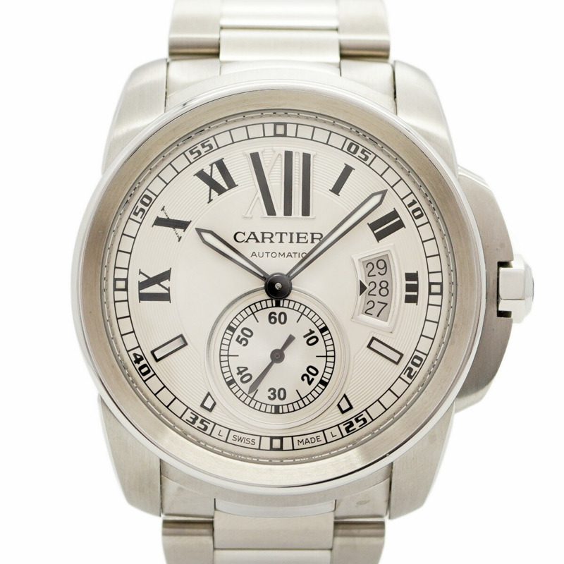 卡地亞 Calibre LM W7100015 銀色錶盤男士腕錶-0