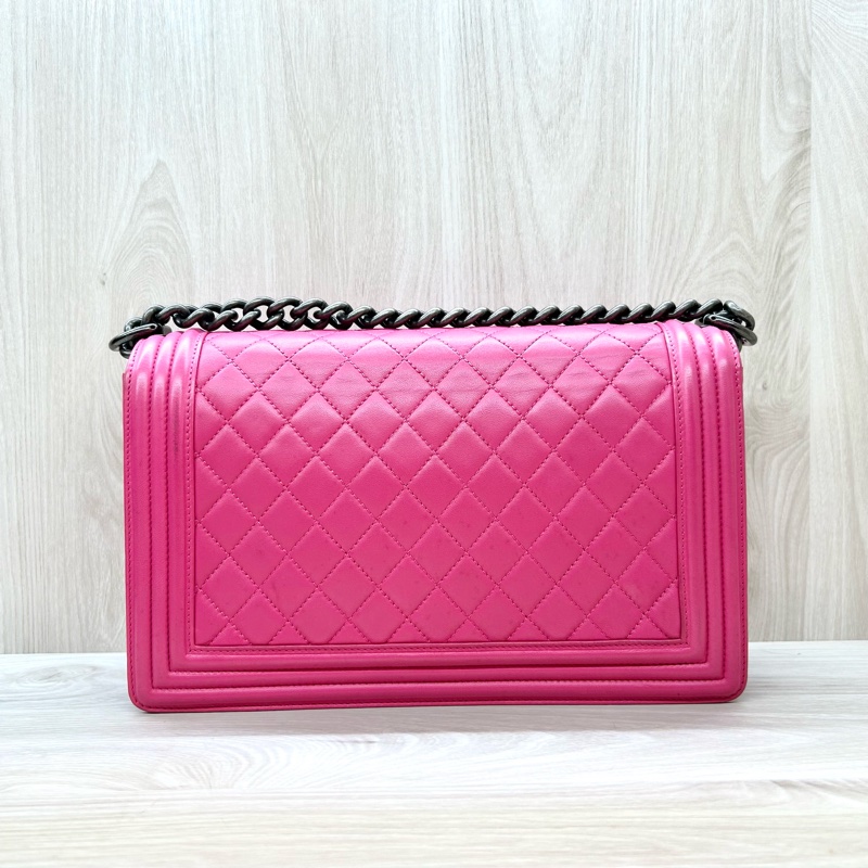 CHANEL桃粉復古銀釦BOY28/A92193-1