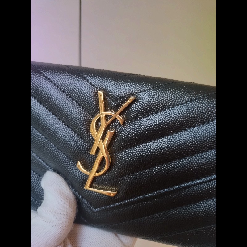 YSL 黑荔枝皮下蓋長夾-2