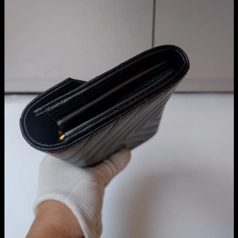 YSL 黑荔枝皮下蓋長夾-5