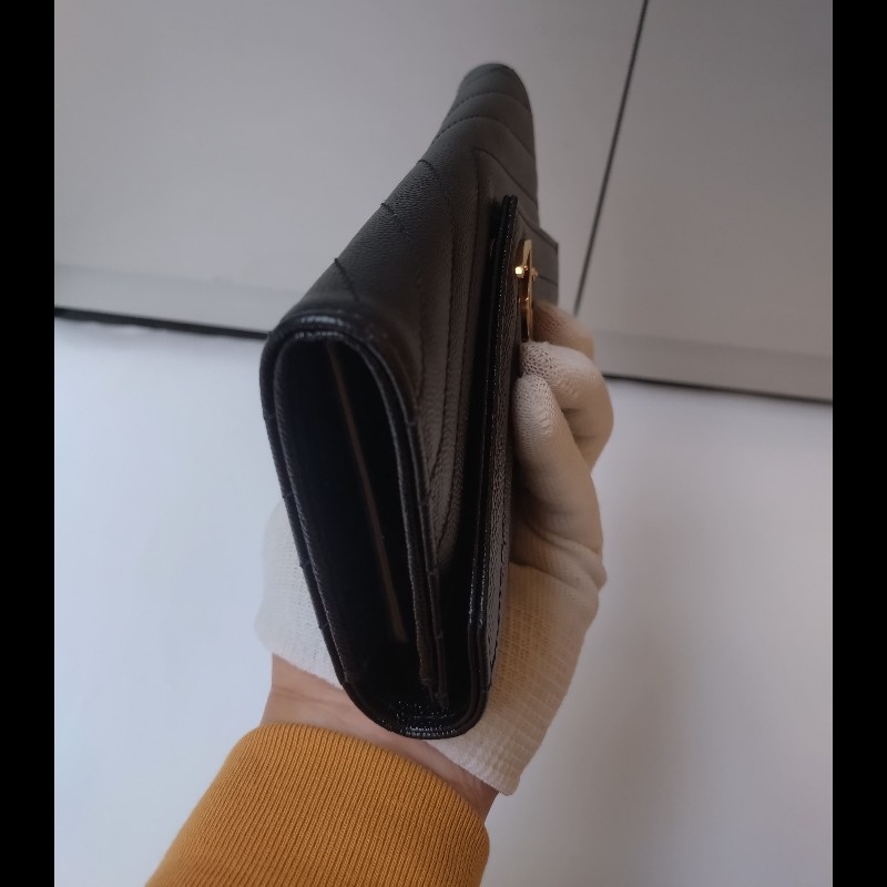 YSL 黑荔枝皮下蓋長夾-6