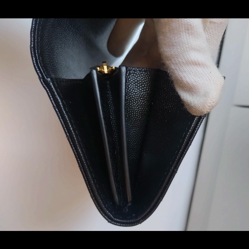YSL 黑荔枝皮下蓋長夾-9