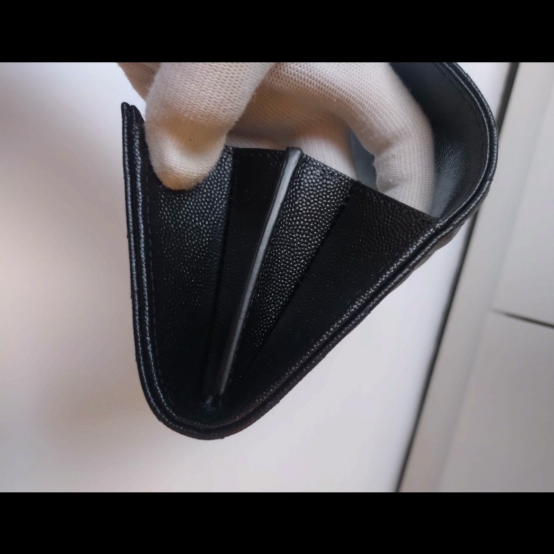 YSL 黑荔枝皮下蓋長夾-11