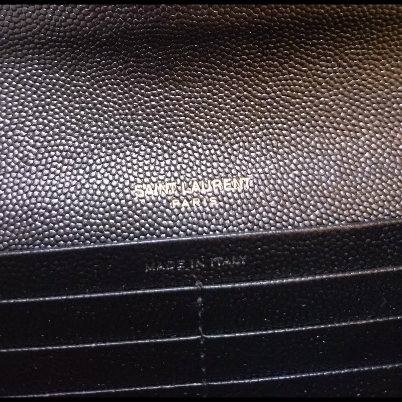 YSL 黑荔枝皮下蓋長夾-14