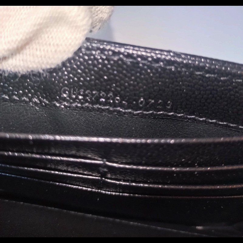 YSL 黑荔枝皮下蓋長夾-15