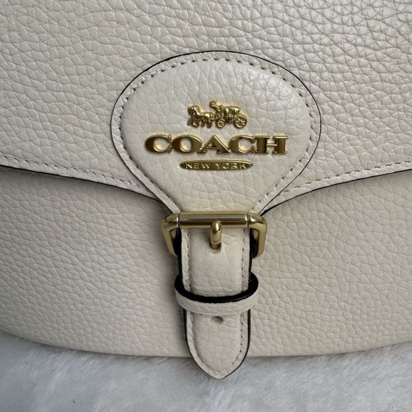 COACH Amelia 全新米白馬鞍包-6