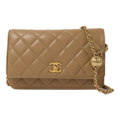 CHANEL 羊皮皮革Wallet On Chain金扣鏈帶肩背袋