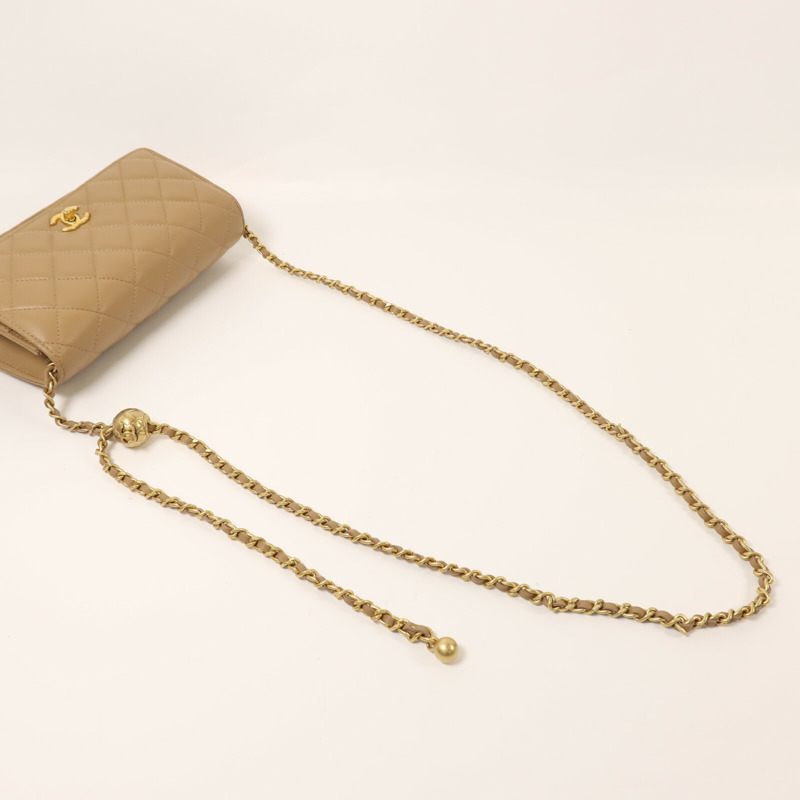 CHANEL 羊皮皮革Wallet On Chain金扣鏈帶肩背袋-8
