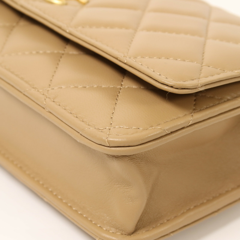 CHANEL 羊皮皮革Wallet On Chain金扣鏈帶肩背袋-11