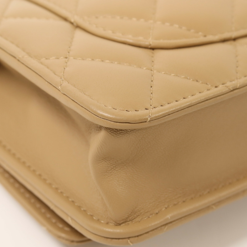 CHANEL 羊皮皮革Wallet On Chain金扣鏈帶肩背袋-12