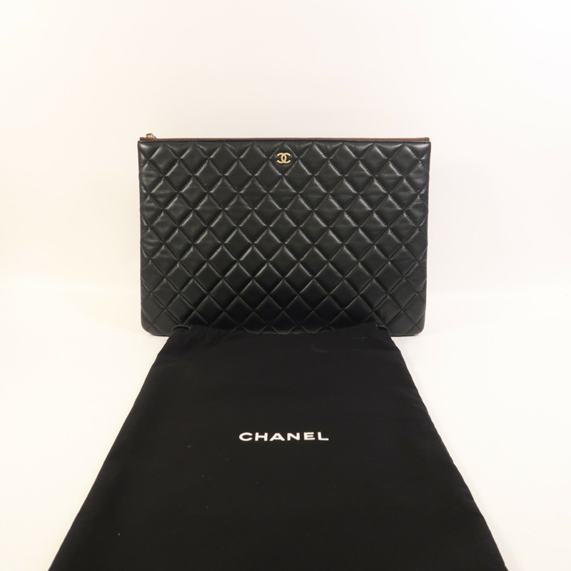 CHANEL 羊皮皮革Pouch金扣手拿包-7