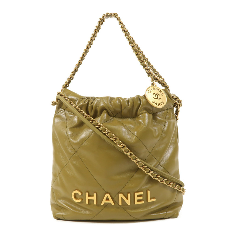 CHANEL 牛皮皮革Chanel 22 Mini金扣手挽肩背兩用袋-0
