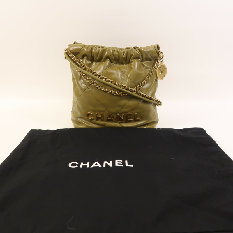 CHANEL 牛皮皮革Chanel 22 Mini金扣手挽肩背兩用袋-8
