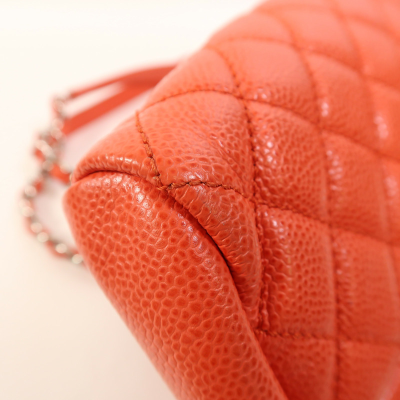 CHANEL 牛皮皮革Chain Shoulder銀扣鏈帶肩背袋-13