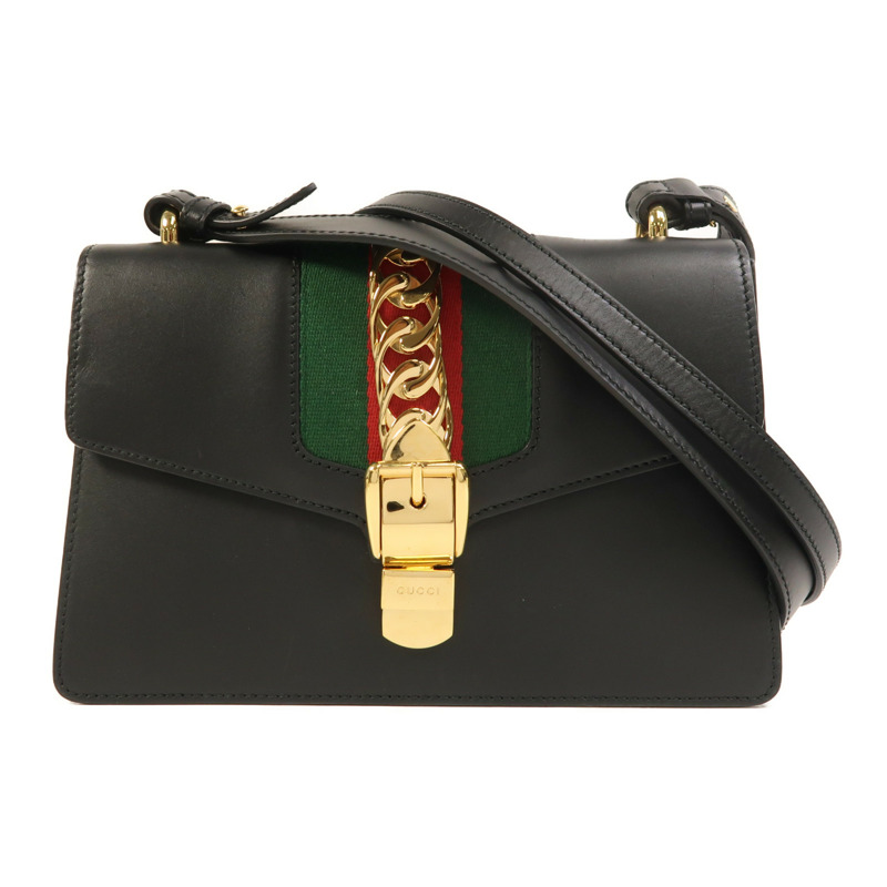 GUCCI 牛皮皮革Sylvie金扣肩背袋-0