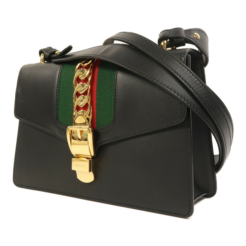 GUCCI 牛皮皮革Sylvie金扣肩背袋-2