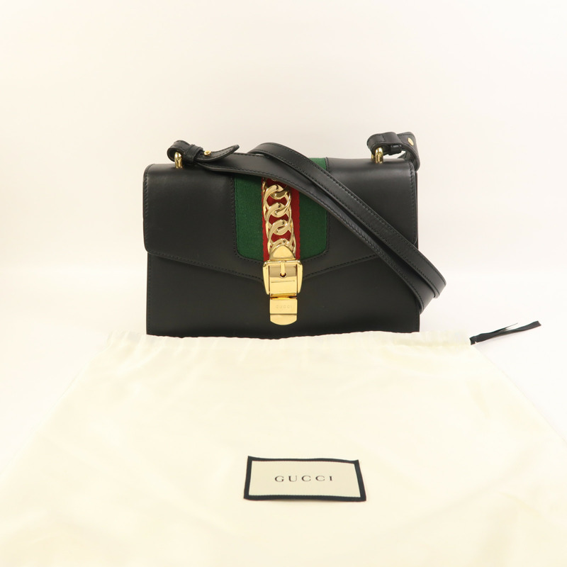 GUCCI 牛皮皮革Sylvie金扣肩背袋-9