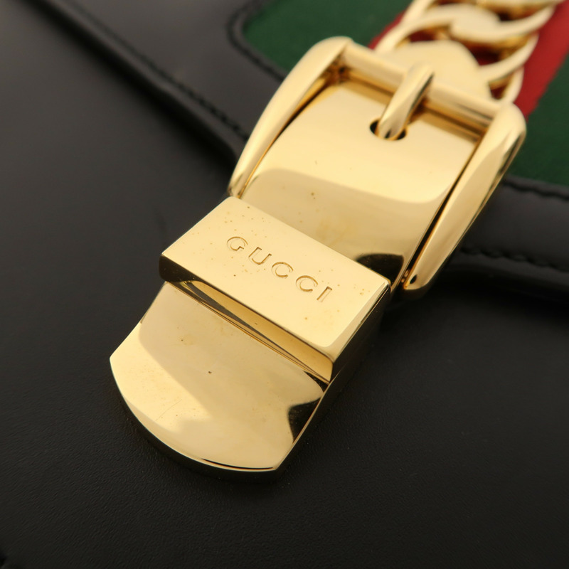 GUCCI 牛皮皮革Sylvie金扣肩背袋-10