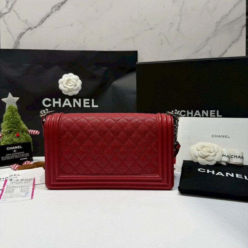 CHANEL 荔枝牛紅銀 BOY25-1