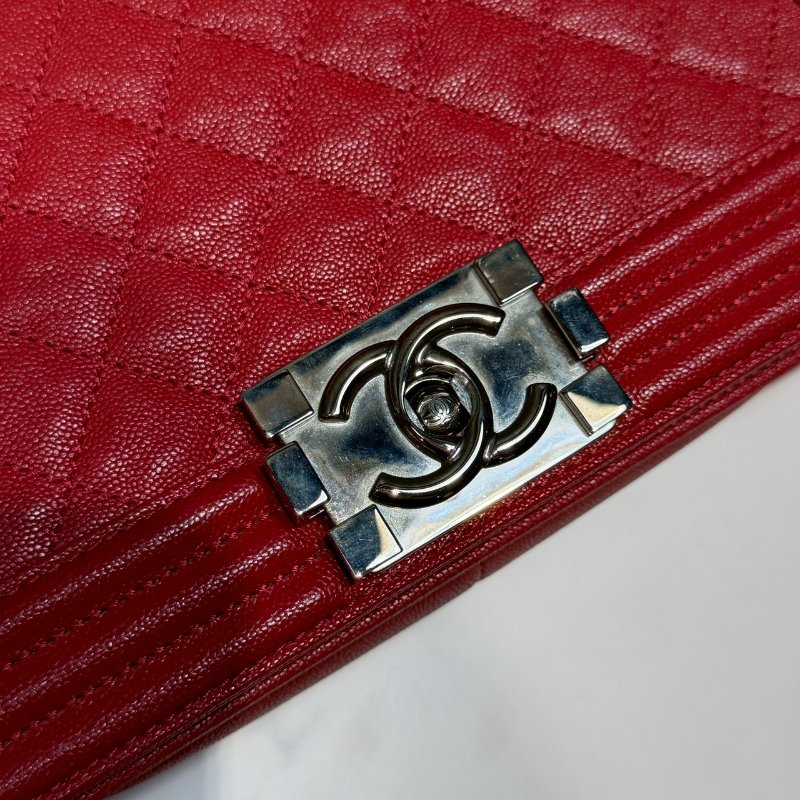 CHANEL 荔枝牛紅銀 BOY25-5