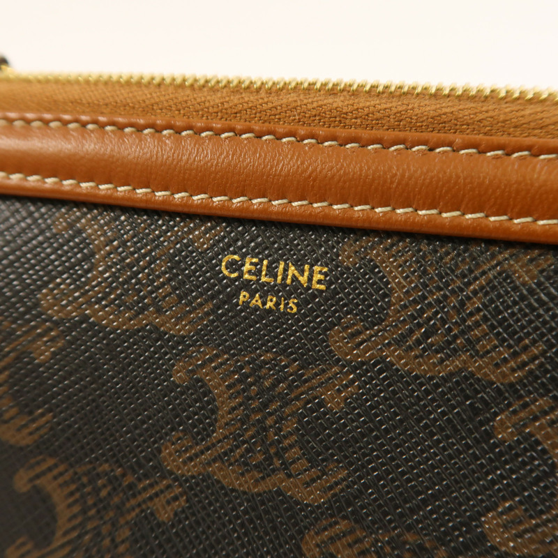 CELINE 塗層帆布Clutch On Chain金扣鏈帶肩背袋-5