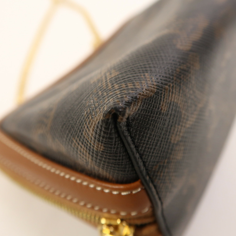 CELINE 塗層帆布Clutch On Chain金扣鏈帶肩背袋-9