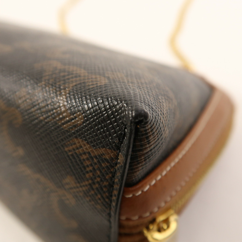 CELINE 塗層帆布Clutch On Chain金扣鏈帶肩背袋-10