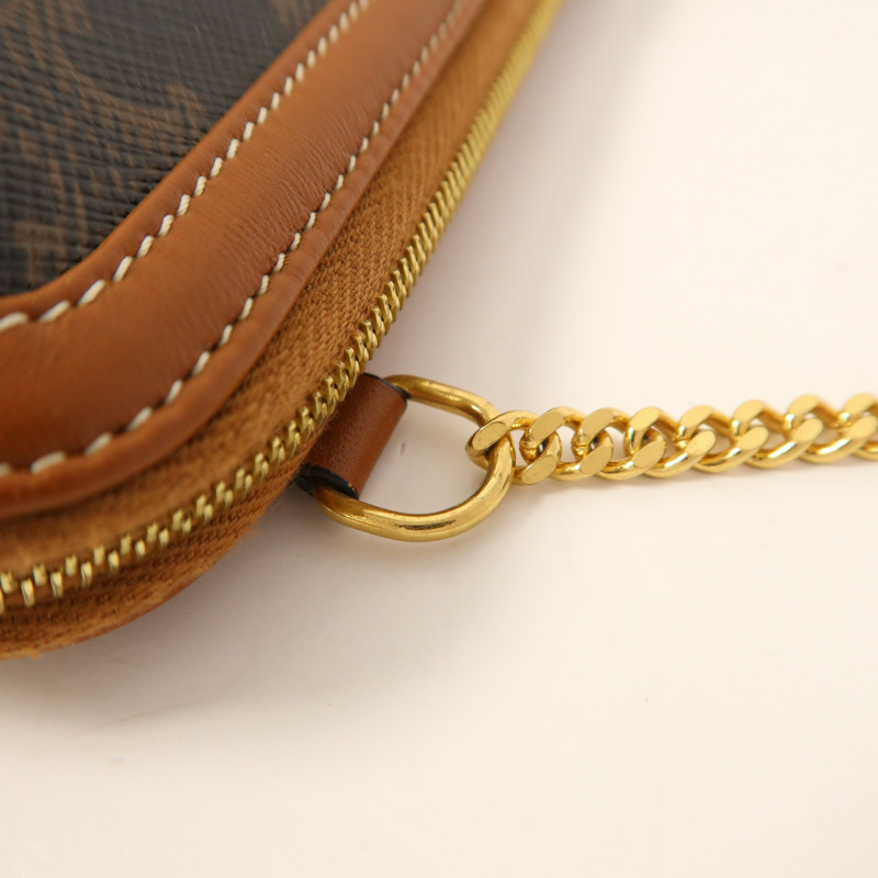 CELINE 塗層帆布Clutch On Chain金扣鏈帶肩背袋-12