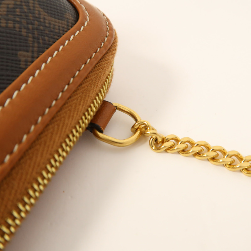 CELINE 塗層帆布Clutch On Chain金扣鏈帶肩背袋-13