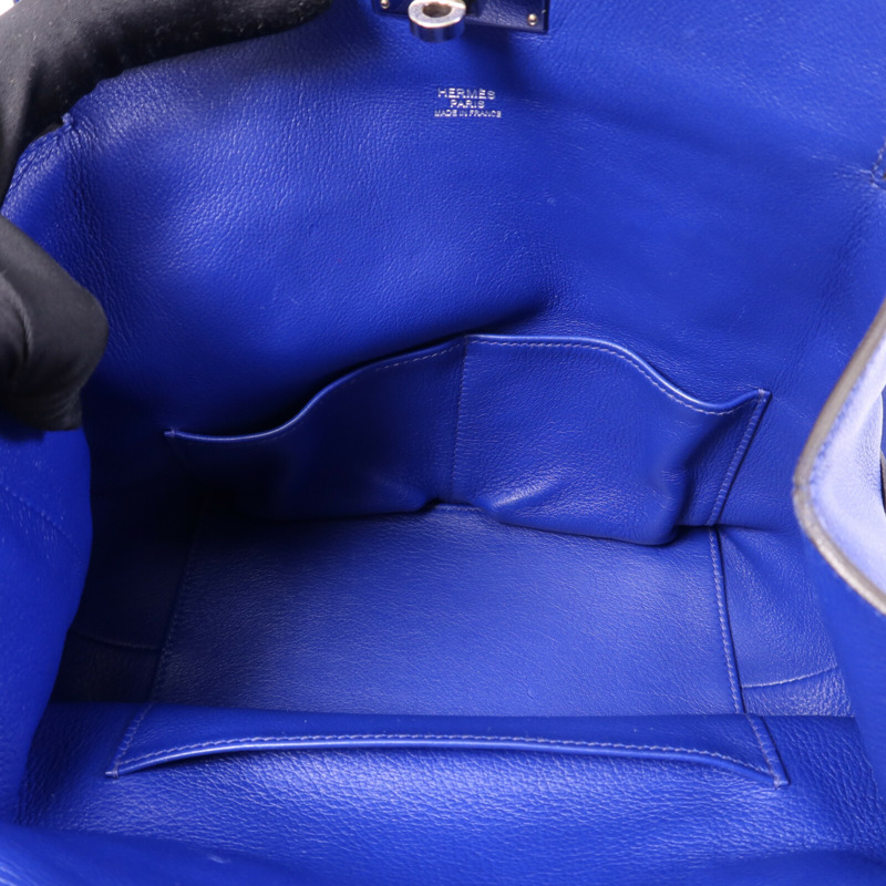 HERMES Evercolor皮革Tool Box 20銀扣手挽肩背兩用袋Blue Electric-4