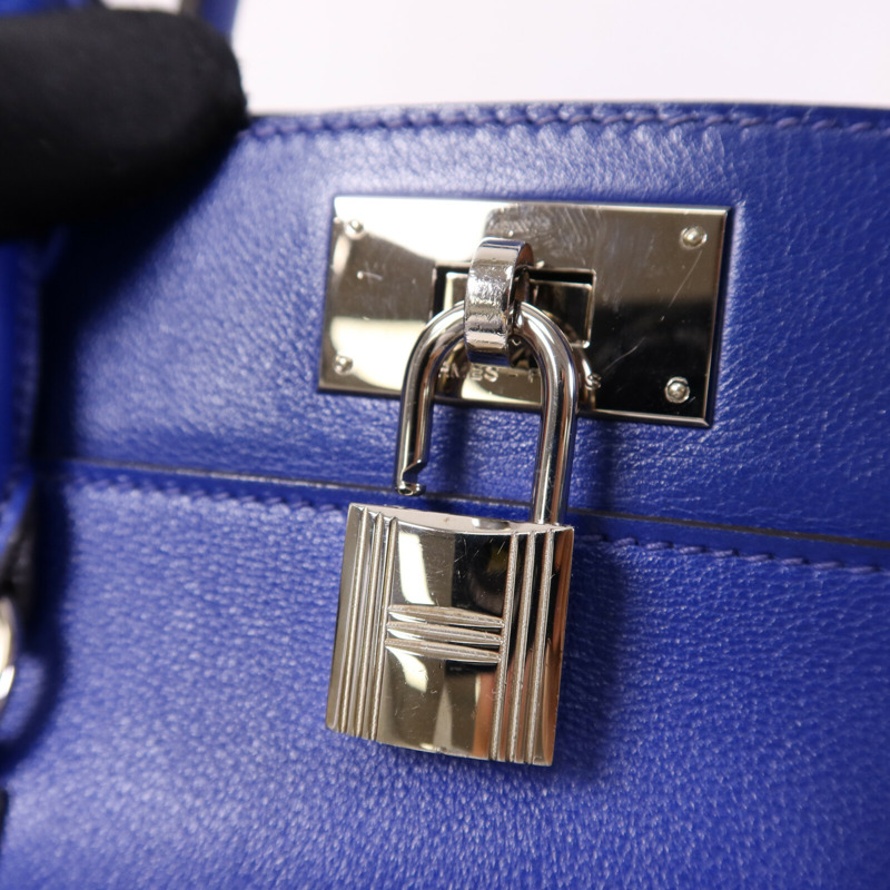 HERMES Evercolor皮革Tool Box 20銀扣手挽肩背兩用袋Blue Electric-6