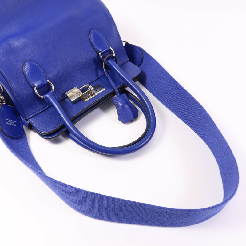 HERMES Evercolor皮革Tool Box 20銀扣手挽肩背兩用袋Blue Electric-8