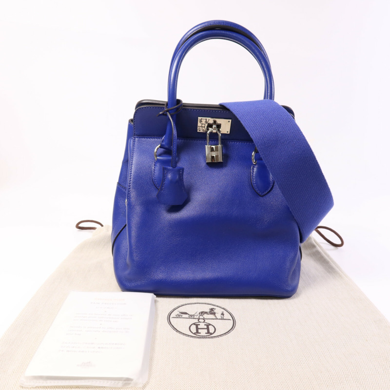 HERMES Evercolor皮革Tool Box 20銀扣手挽肩背兩用袋Blue Electric-9