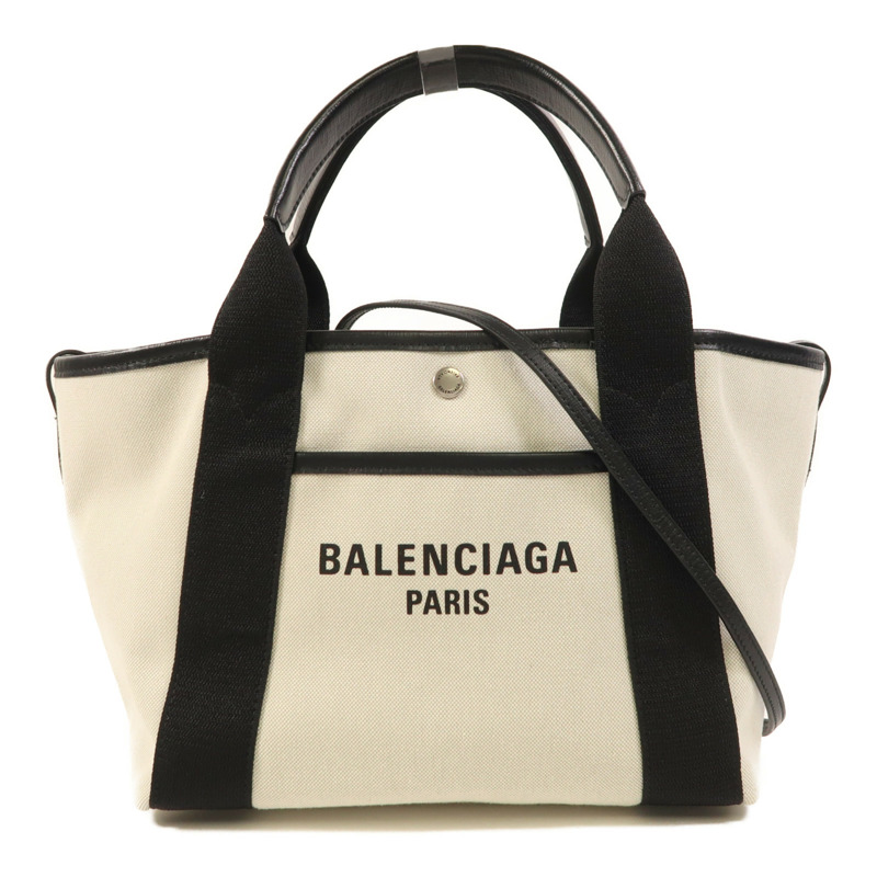 BALENCIAGA 帆布Biarritz銀扣手挽肩背兩用袋-0