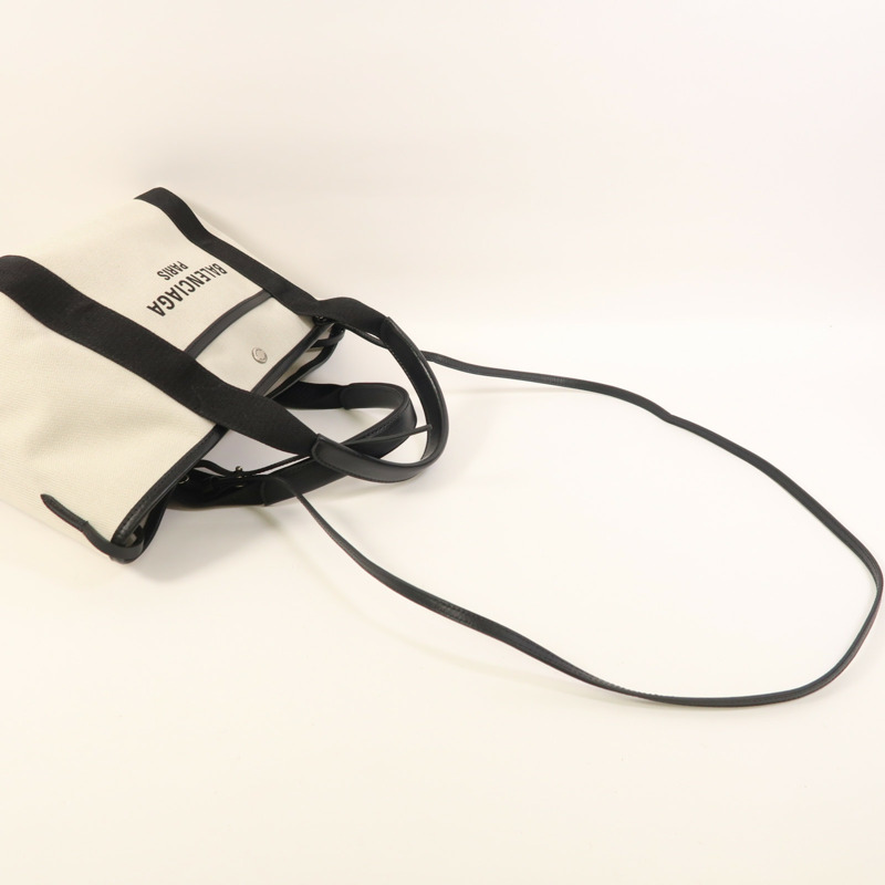 BALENCIAGA 帆布Biarritz銀扣手挽肩背兩用袋-8