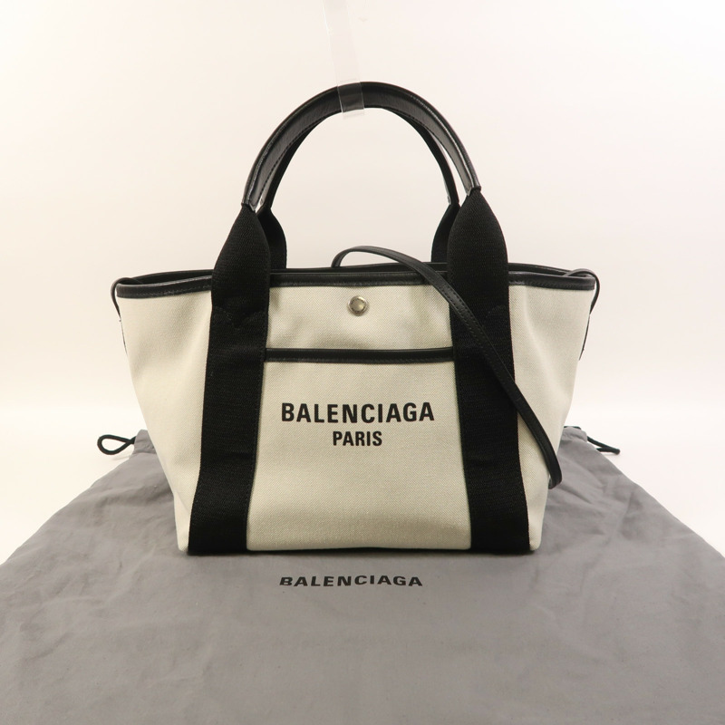 BALENCIAGA 帆布Biarritz銀扣手挽肩背兩用袋-9