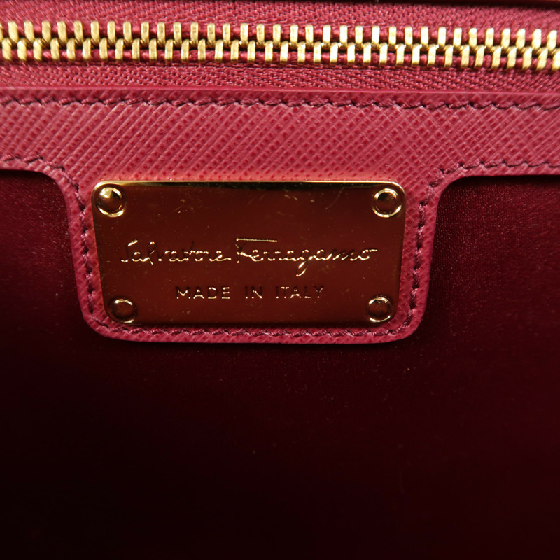 Salvatore Ferragamo Saffiano皮革Chain Shoulder金扣鏈帶肩背袋-5