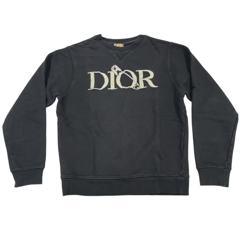 DIOR 迪奧 刺繡LOGO 圓領大學T 上衣 棉 深灰色 XS-0