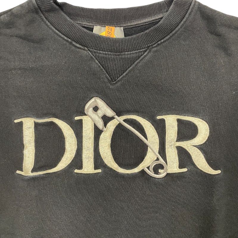 DIOR 迪奧 刺繡LOGO 圓領大學T 上衣 棉 深灰色 XS-1