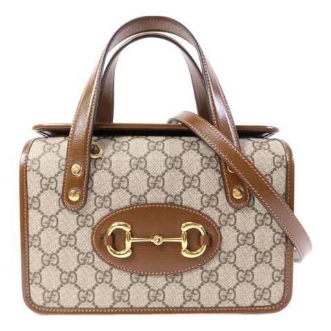 GUCCI 塗層帆布Horsebit 1955金扣肩背袋