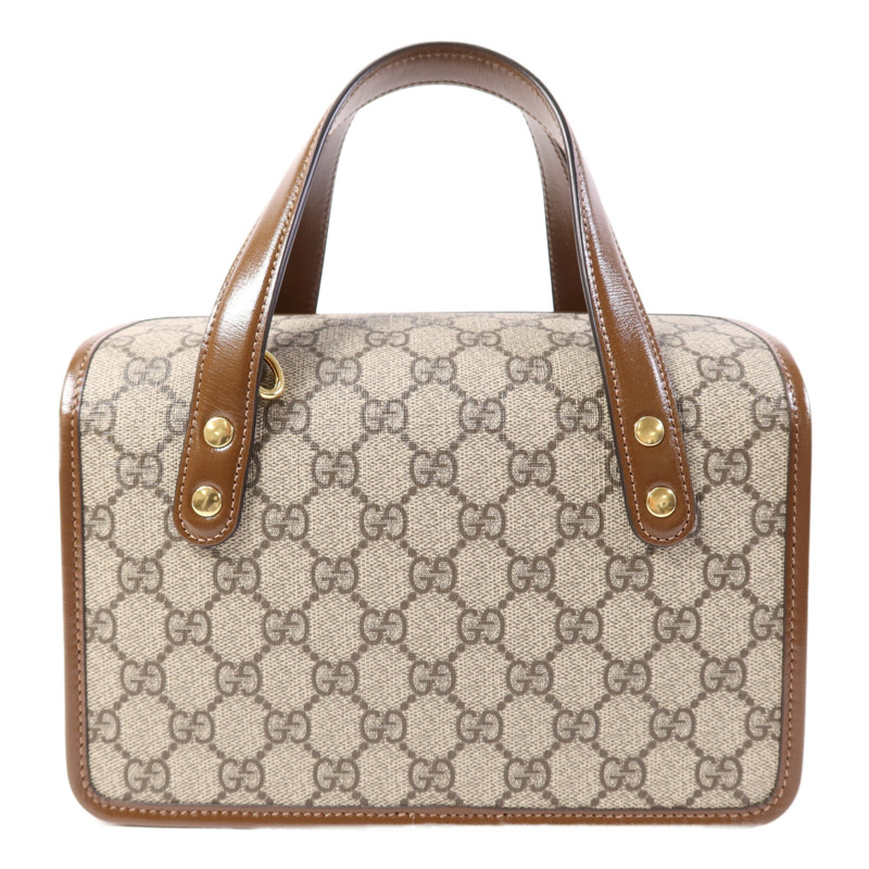 GUCCI 塗層帆布Horsebit 1955金扣肩背袋-1