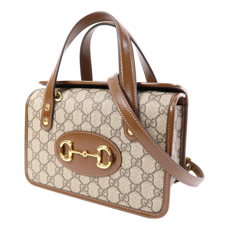 GUCCI 塗層帆布Horsebit 1955金扣肩背袋-2