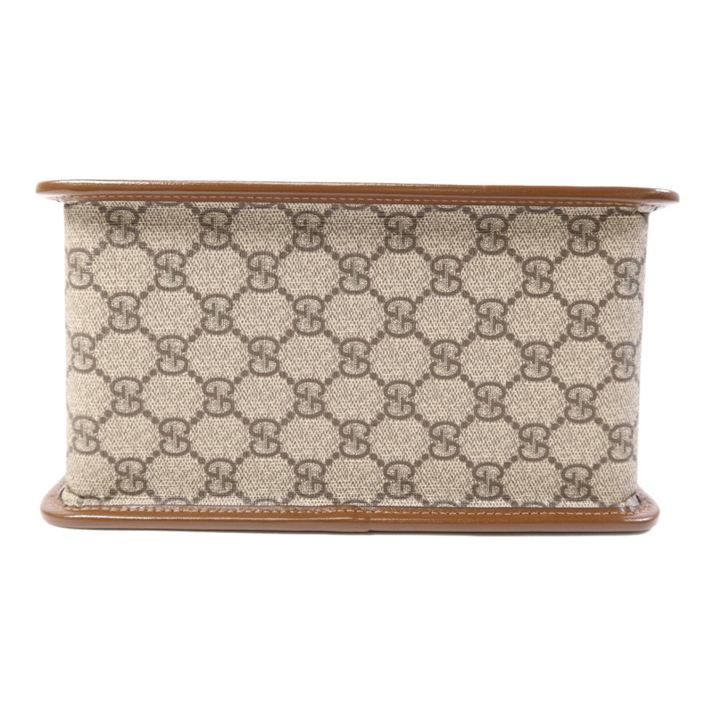 GUCCI 塗層帆布Horsebit 1955金扣肩背袋-3